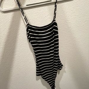 Black and White Striped Bodysuit